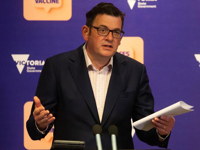 Victorian Premier Daniel Andrews said it was unfair that NSW received financial support for its construction industry during lockdown, but Victoria did not. Picture: NCA NewsWire/Sarah Matray.