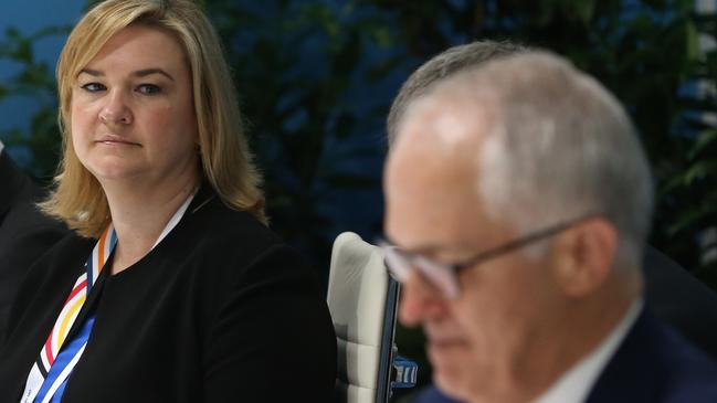 Sally Cray with Malcolm Turnbull at the G20 meeting in Germany in July 2017.