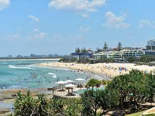 An elderly man died at Kings Beach yesterday despite swimming between the flags in calm, favourable conditions. Picture: John McCutcheon