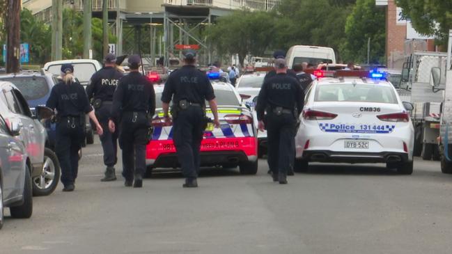 The injured man was taken to Westmead Hospital in a stable condition after police arrested three men. Picture: TNV