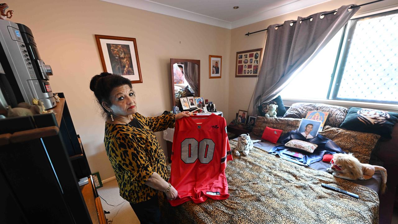 Shirley Singh in Kunal’s bedroom. Picture: Lyndon Mechielsen/Courier Mail