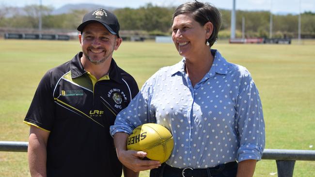 Hermit Park Football Club President Robbie Bethune with LNP candidate for Mundingburra Janelle Poole.