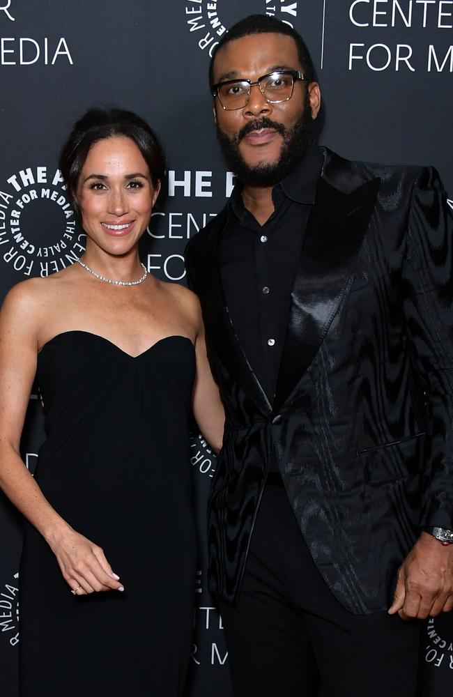 Meghan, Duchess of Sussex, and Tyler Perry in Beverly Hills, California. Picture: Getty Images