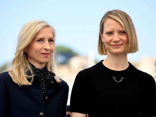 Director Jessica Hausner and Australia’s Mia Wasikowska were in Cannes for their film Club Zero. Picture: Valery Hache/AFP