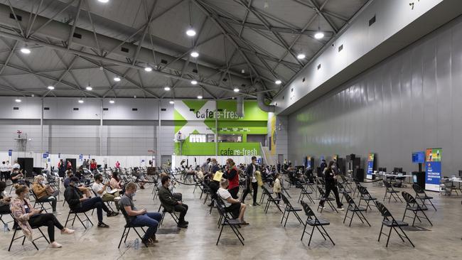 Vaccination hub at Southbank. Picture: Mark Cranitch