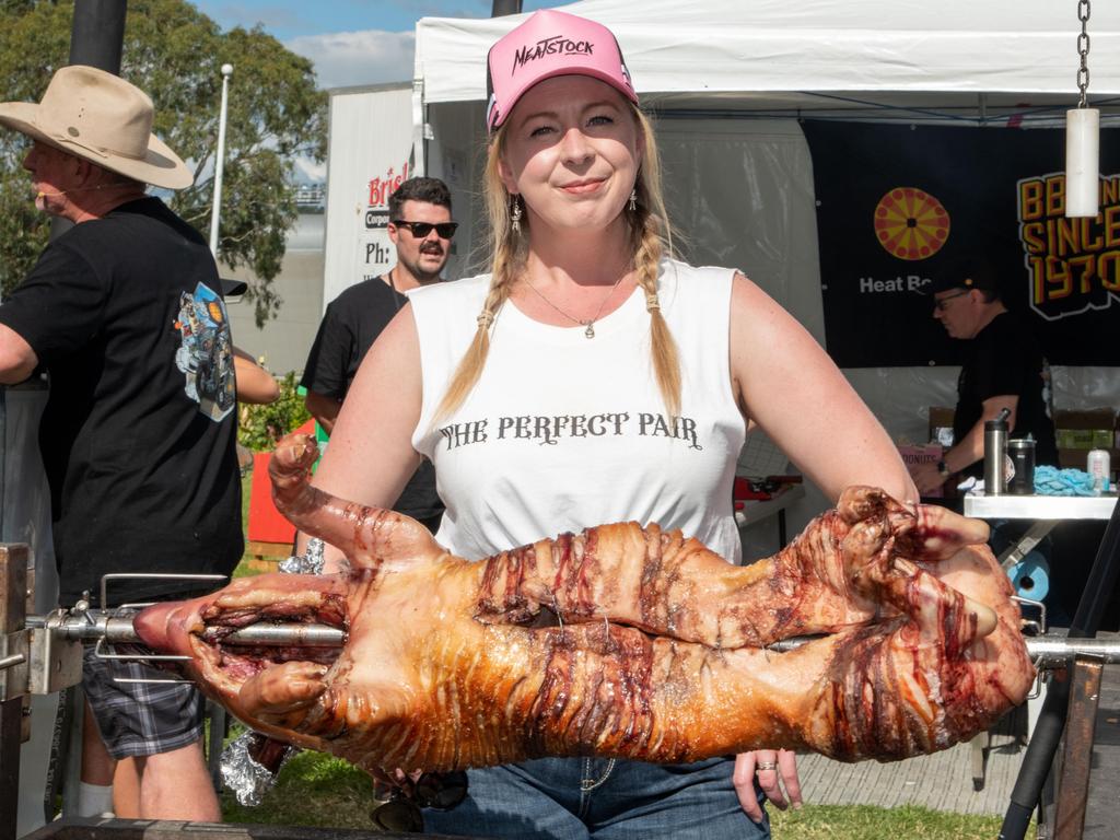 Chloe Scott on the BBQ Asylum stand. Meatstock at the Toowoomba Showgrounds. April 14th, 2023