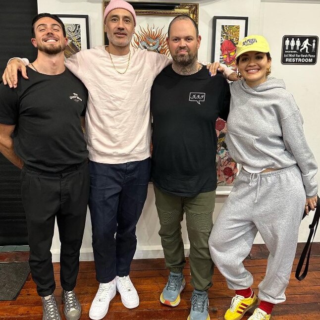 Rita Ora and Taika Waititi visit a Sydney tattoo parlour. Picture: Facebook