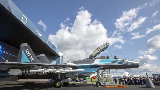 Poland offered MiG fighter jets to Ukraine but the US vetoed the idea, giving Russia air control. Above, a MIG at a Moscow show. Picture: Bloomberg.