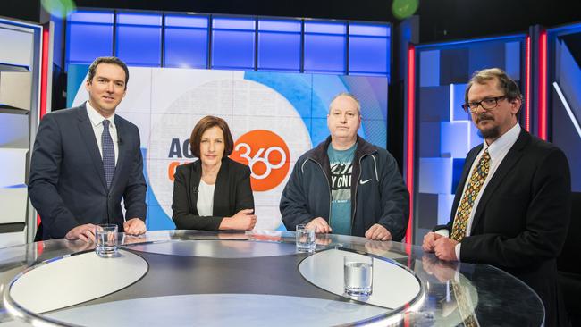 Aged Care 360 Panelists Peter Stefanovic, Sue Dunlevy, Anthony Bowe and Jason Ward. Picture: Dylan Robinson