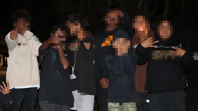 Members of one of Port Augusta’s self-proclaimed youth gangs, including children as young as 10, roam the streets until midnight. Picture: Riley Walter