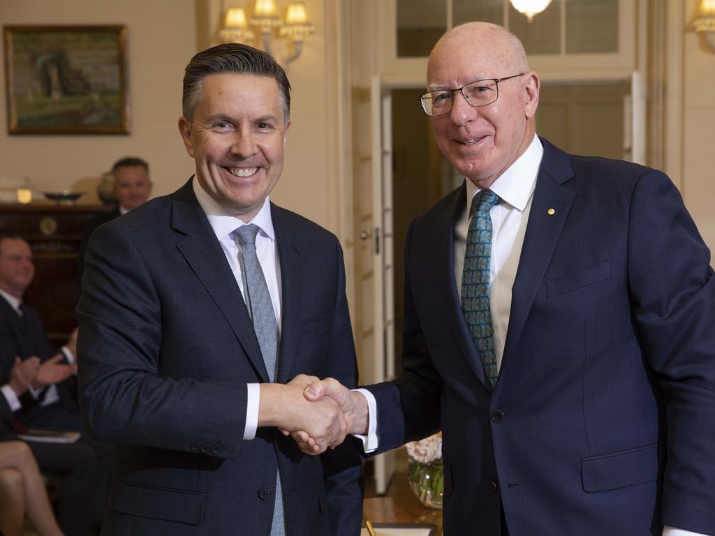 Health Minister Mark Butler, with Governor General David Hurley, has announced a major change to the country’s border policy. Picture: NCA NewsWire / Andrew Taylor.