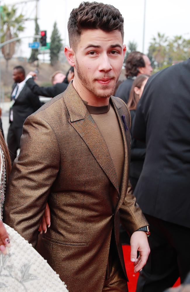 Nick Jonas en route to the Grammys. Picture: Getty Images