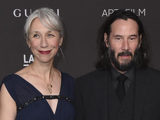 Keanu Reeves and Alexandra Grant arrive at the 2019 LACMA Art and Film Gala at Los Angeles County Museum of Art on Saturday, Nov. 2, 2019, in Los Angeles. (Photo by Jordan Strauss/Invision/AP)