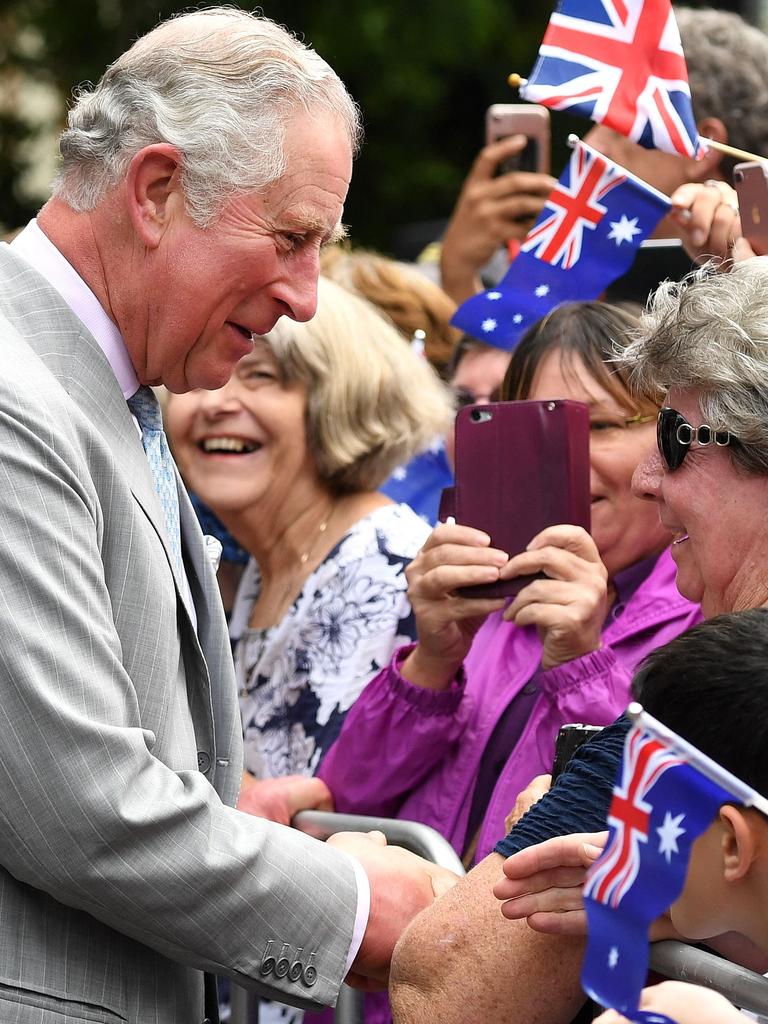 Then-Prince Charles met with members of the public in Brisbane during his last visit to Australia in 2018. Picture: Dan Peled/Pool/AFP