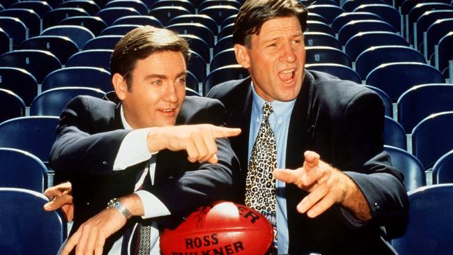 The odd pairing cosying up in earlier days of The Footy Show.