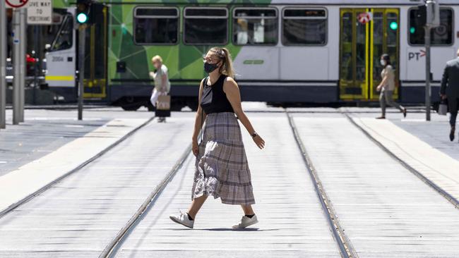 Visits to Melbourne CBD outlets dropped 60 per cent as Omicron cases surged. Picture: Wayne Taylor