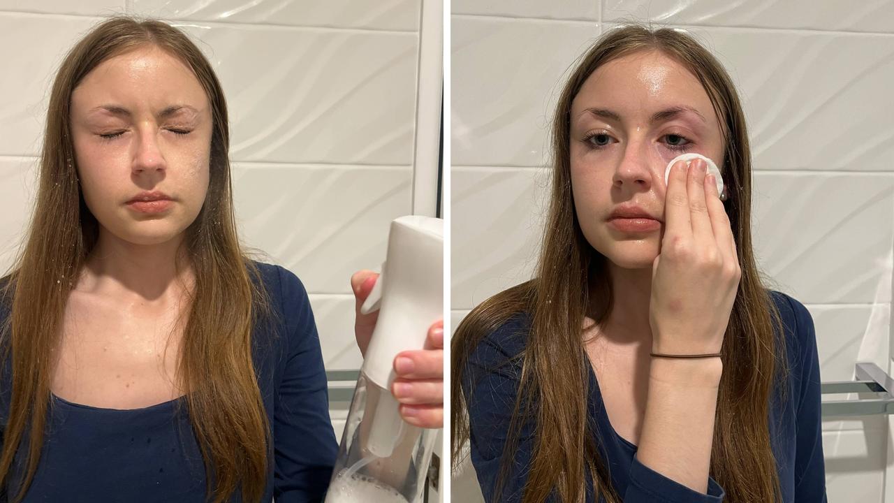 The Bioderma micellar water took it all off, but worked better with a flannel than a cotton pad. Picture: Rosalyn Fannin / news.com.au checkout.