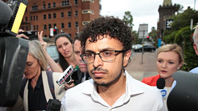 Arsalan Khawaja leaving Parramatta police station on bail.