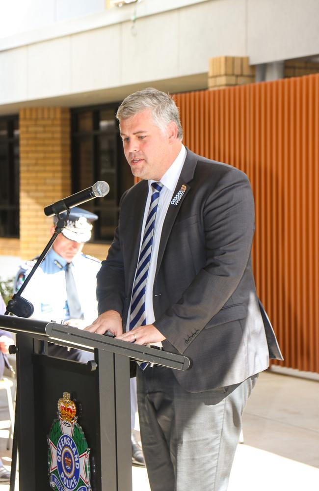 Minister Mark Ryan speaks at the Dalby police station opening.