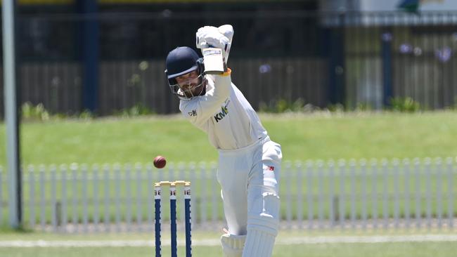 27/11/21. Cricket match between Woodville (bowling) and West Torrens (batting) – Daniel Drew (WT) battingPicture: Keryn Stevens