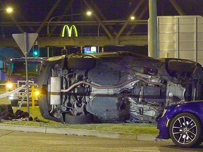 The BMW involved in a high speed two car crash on Bent Street, South Grafton on Saturday, February 19, 2022. Picture: Frank Redward