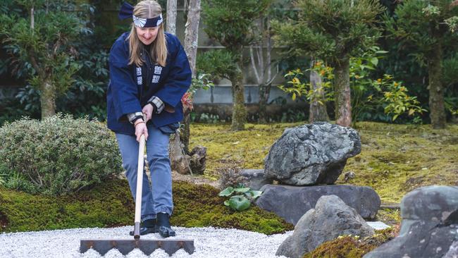 Rake a rock garden in Kyoto.