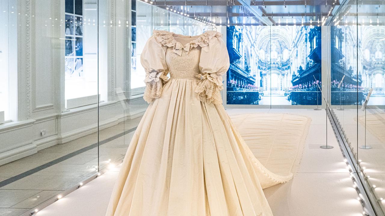 Princess Diana’s wedding dress holds the record for the longest ever royal train. Picture: Samir Hussein/WireImage