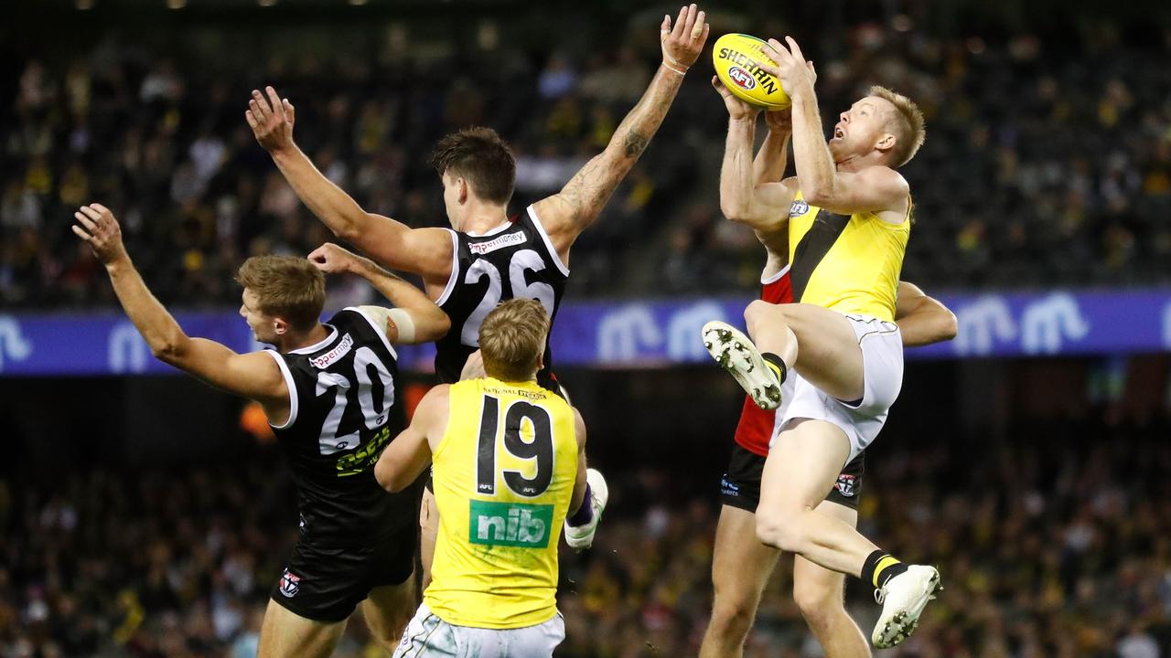 Jack Riewoldt booted five goals on Thursday night. Picture: Michael Willson/AFL Photos