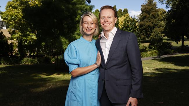 Richard Dowling and wife Georgia Allen. Richard Dowling is running for Labor on the Senate ticket in the up coming federal election. He is a former Chief Economist of the TCCI and Senior Economic Adviser to Tasmanian Premier Lara Giddings. Picture: Nikki Davis-Jones