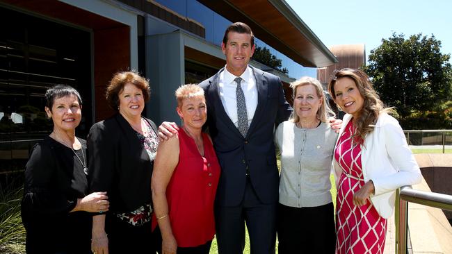 Afghanistan veteran Ben Roberts-Smith with Glenda Watson, Colleen Pillen, Jan Hewitt, Julie-Ann Finney and Nikki Jamieson at the Save Our Heroes Summit. Picture: Toby Zerna