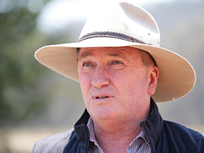 Federal MP for New England Barnaby Joyce speaking to the media at the marshaling area just outside the small town of Wytaliba on the 10th of November 2019. Bushfires ripped through the small town of Wytaliba on the 8th of November, where two people died. Photographer: Adam Yip