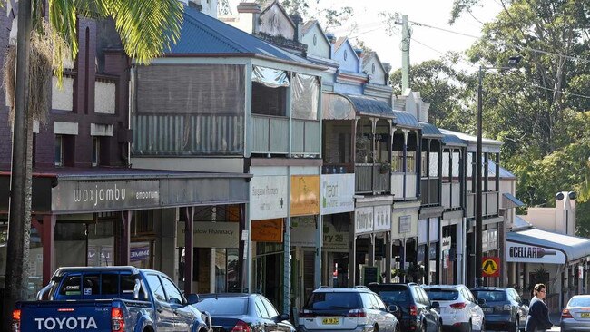 Bangalow's main strip which is around the corner from Station Street.
