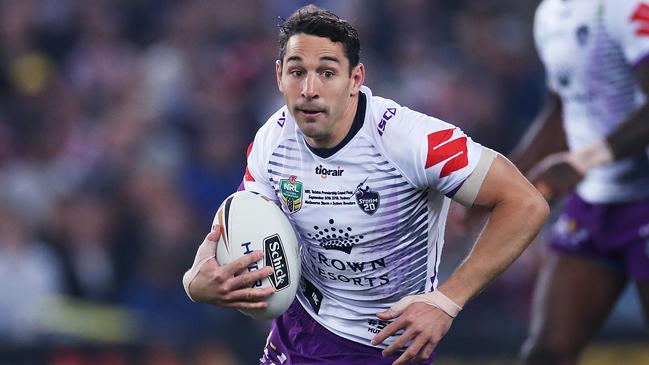 Billy Slater during the 2018 NRL grand final between the Sydney Roosters and Melbourne Storm at ANZ Stadium. Picture. Phil Hillyard