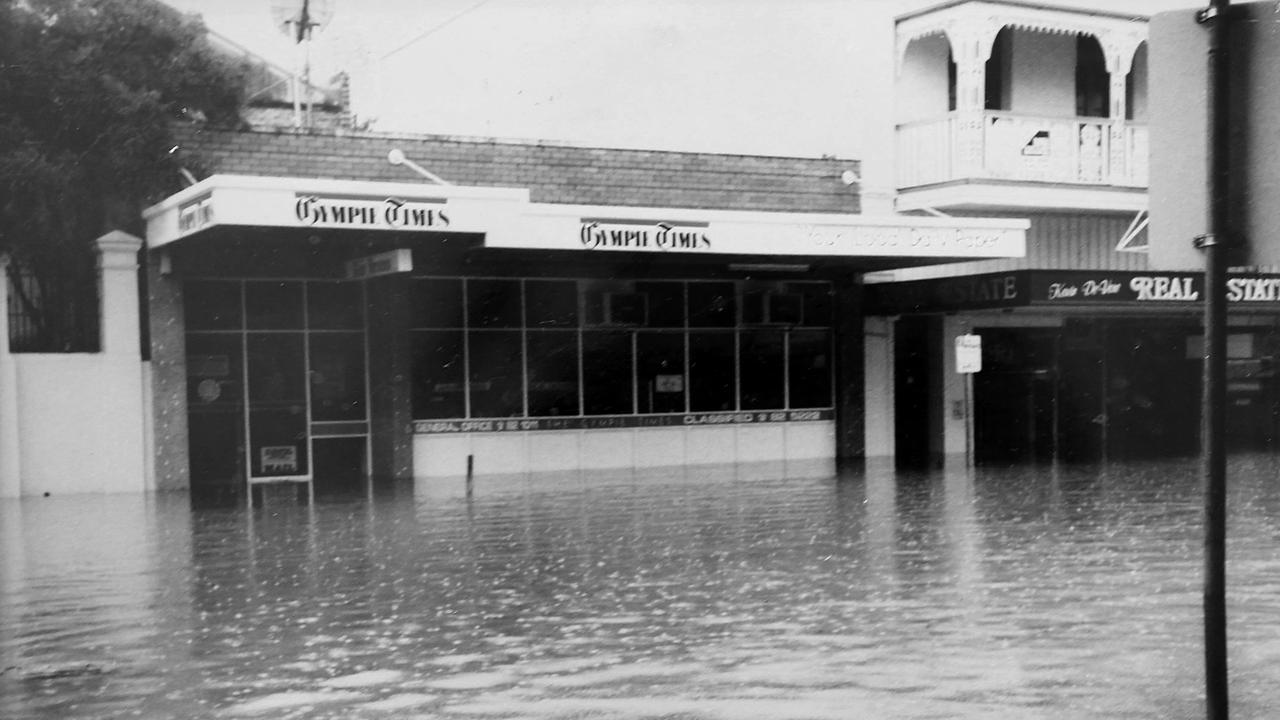 The old Gympie Times building in flooded during the disaster on February 22nd 1992.