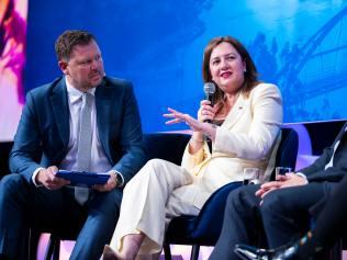 Chris Jones and Annastacia Palaszczuk at The Courier-Mail Future Brisbane lunch at Royal International Convention Centre in Bowen Hills, Brisbane, Wednesday, December 1, 2021 - Picture: Richard Walker