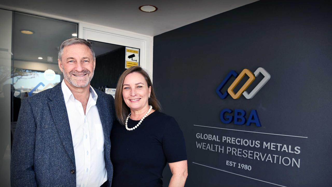 Cassie Blanck and Peter Hobson open a Gold Bullion shop front at Buderim. Picture: Patrick Woods.