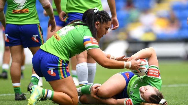 NRLW 2023 RD08 North Queensland Cowboys Women v Canberra Raiders Women – Hollie-Mae Dodd, Injury. Picture: NRL Photos