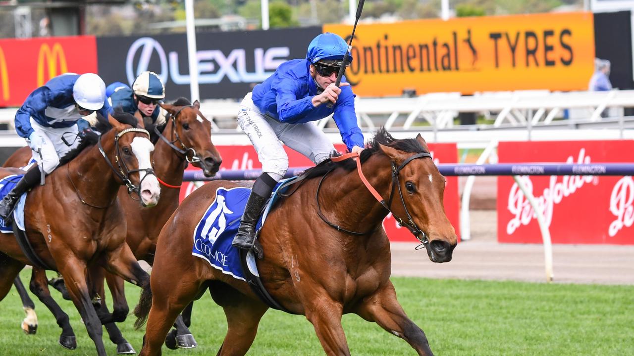 James Cummings rides In Secret to a commanding victory in the Coolmore Stud Stakes at Flemington. Picture: Pat Scala-Racing Photos via Getty Images