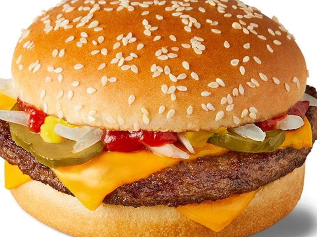 McDonald’s Quarter Pounder boasts a quarter-pound of 100 per cent Aussie beef, classic cheese, onions, tangy mustard and pickles.