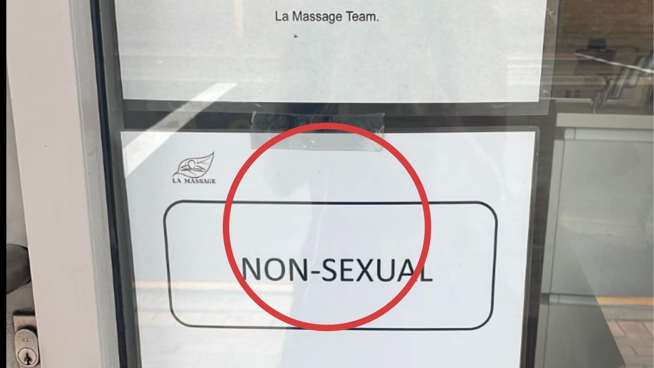 Massage parlour sign slammed online