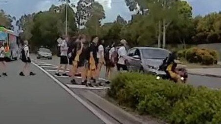 A kid walking home from school in Moreton Bay on March 5 narrowly avoided getting run over by a car as he stepped out in front of traffic.