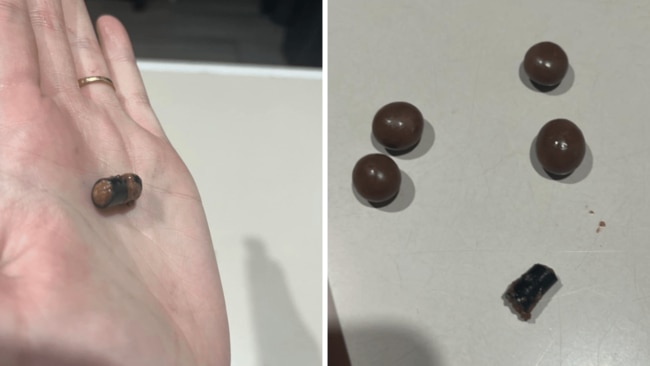 She reportedly found a piece of plastic in her packet of chocolate-coated sultanas. Picture: Facebook