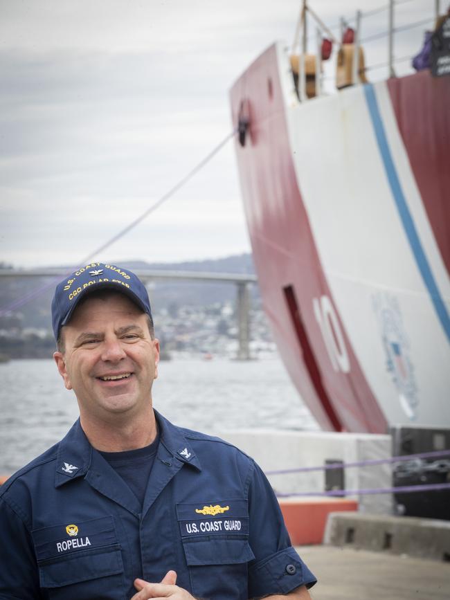 U.S. Coast Guard Cutter Polar Star, Commanded by Captain Keith Ropella at Hobart. Picture: Chris Kidd