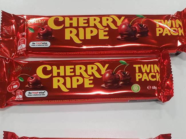 Shoppers have taken to social media to vent their anger at the ever shrinking chocolate bars, with an old favourite the latest to face the chopping block. Cherry Ripe. Picture: Facebook