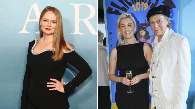 Miranda Otto (left) at the Australian premiere of ‘The Clearing’ on May 17, 2023 Gracie and Barry Otto (right) at Flickerfest launch at Icebergs, Bondi – Pictures: Don Arnold/WireImage (L) and Dylan Robinson (R)