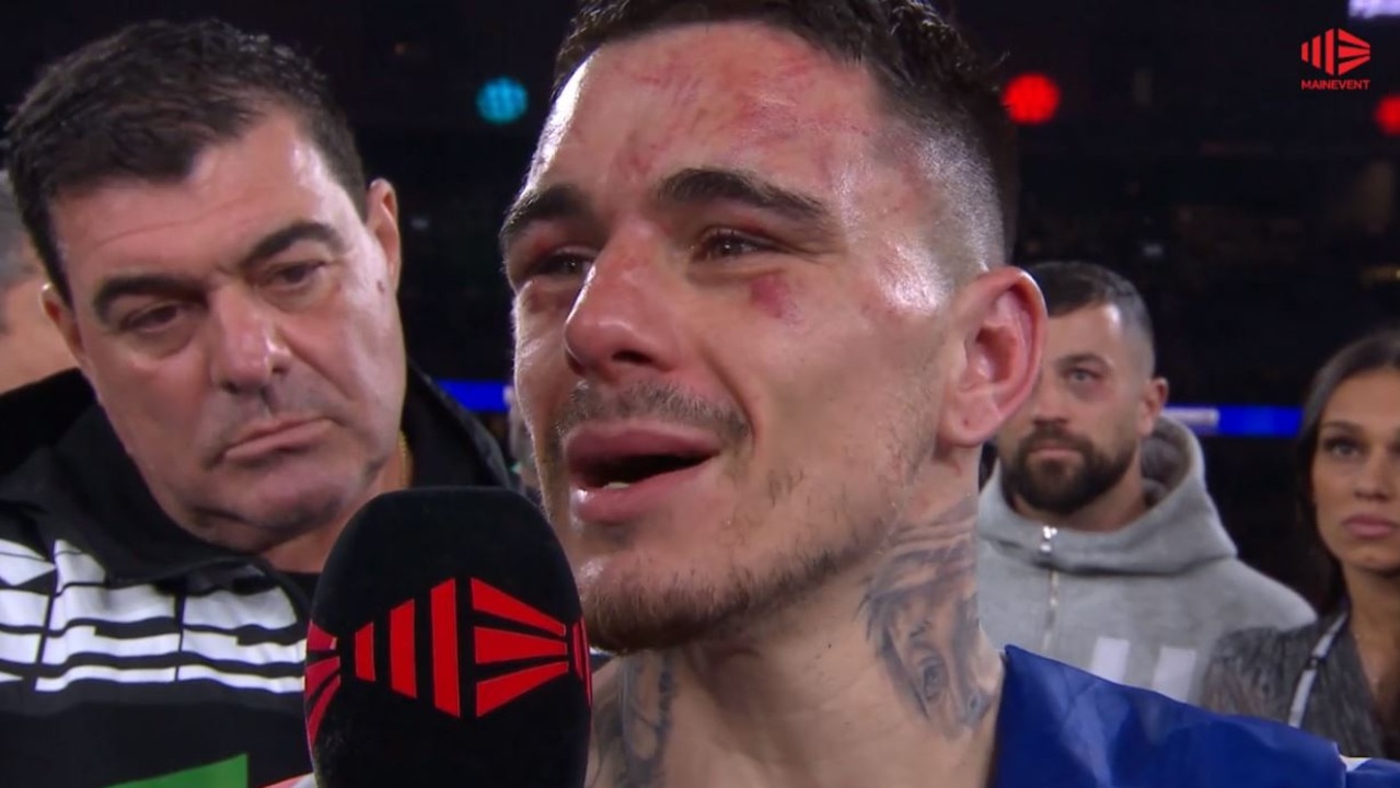 George Kambosos Jr. speaks after the fight.