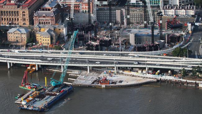 Construction progress on the Queen's Wharf towers will now be more visible to the people of Brisbane as the integrated resort starts rising off the basement. May 2020