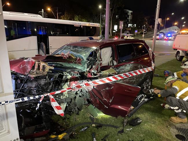 The scene of the crash on Brisbane Rd, Labrador. Picture: Kathleen Skene