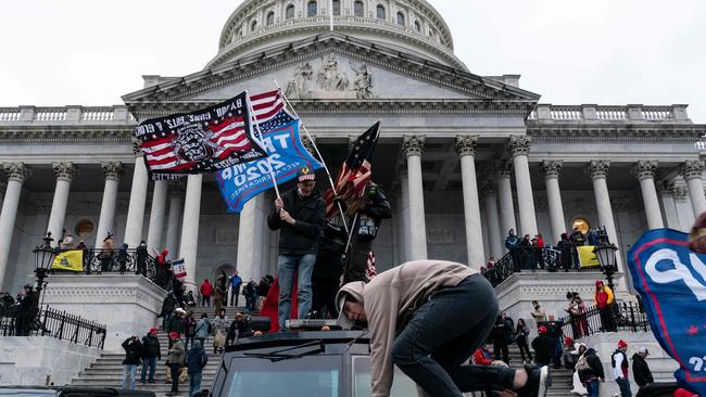 Trump supporters protest outside the US Capitol in Washington on January 6 2021. Picture: AFP.