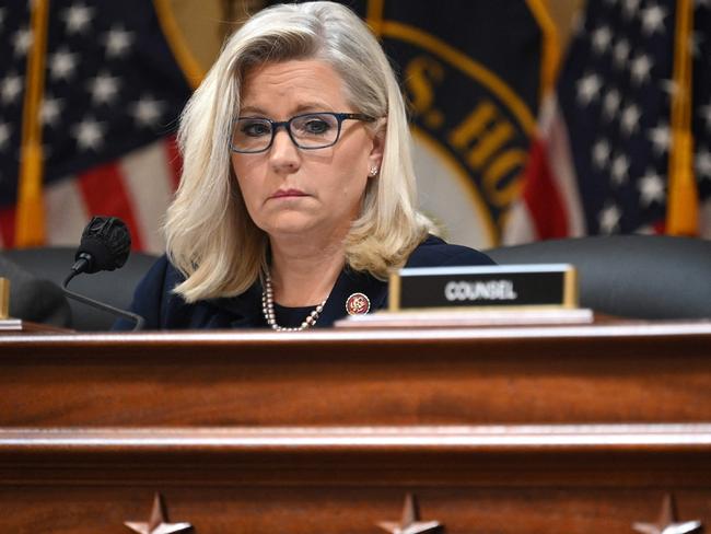 Vice Chairwoman Liz Cheney listens during the sixth hearing by the House Select Committee to Investigate the January 6th Attack on the US Capitol, in Washington, DC. Picture: AFP